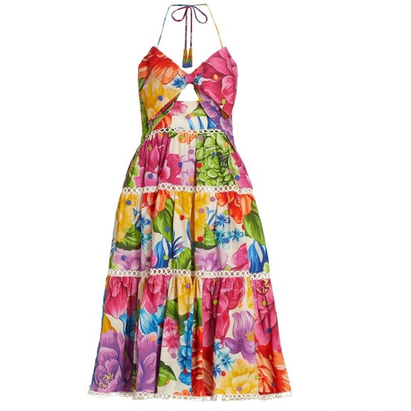FARM Rio Dresses & Skirts - Farm RIO Rainbow Chita Floral-Print Midi Dress, Size Small